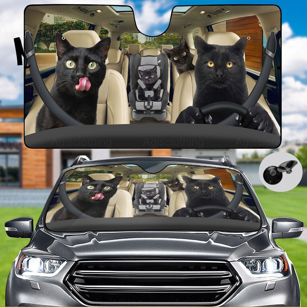 Black Cat Car Sunshade Black Cat Car Decoration Black Cat Etsy