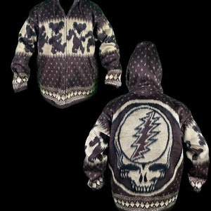Grateful Dead Alpaca Hoodie Edens Rose Grey Bears Black Stealie 100 Alpaca Etsy