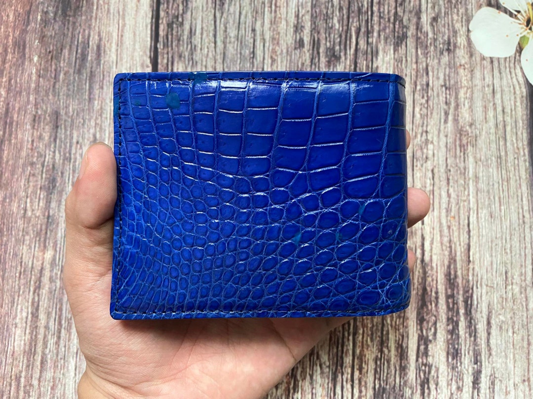 Light Blue Real Alligator Belly Leather Wallethandmade Etsy
