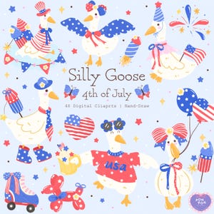 Funny Patriotic Goose Clipart: 4th of July PNG SVG (Digital Download)