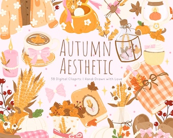 Conjunto de imágenes prediseñadas de otoño / Gráficos acogedores de otoño (descarga digital)