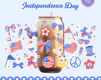 4th of July Tumbler Wrap: Patriotic Libbey Glass Design (PNG SVG Digital Download)