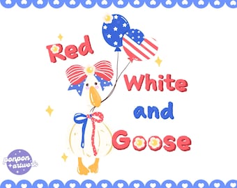 Patriotic Goose PNG: 4th of July American Design (Digital Download, SVG, Ai File)