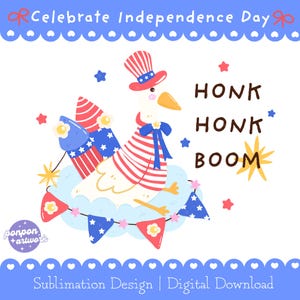 Patriotic Goose 4th of July PNG SVG: American Silly Goose Design (Digital Download