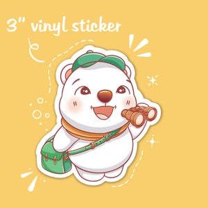 Sticker schattige beer, verkennende beer, handgemaakte weersbestendige vinylsticker voor laptop, bidon, waterfles, telefoonhoesje en meer