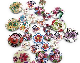 Wooden Flower Buttons 15mm-25mm Natural Eco-Friendly Sewing Buttons for Crafts & Embellishments Supplies