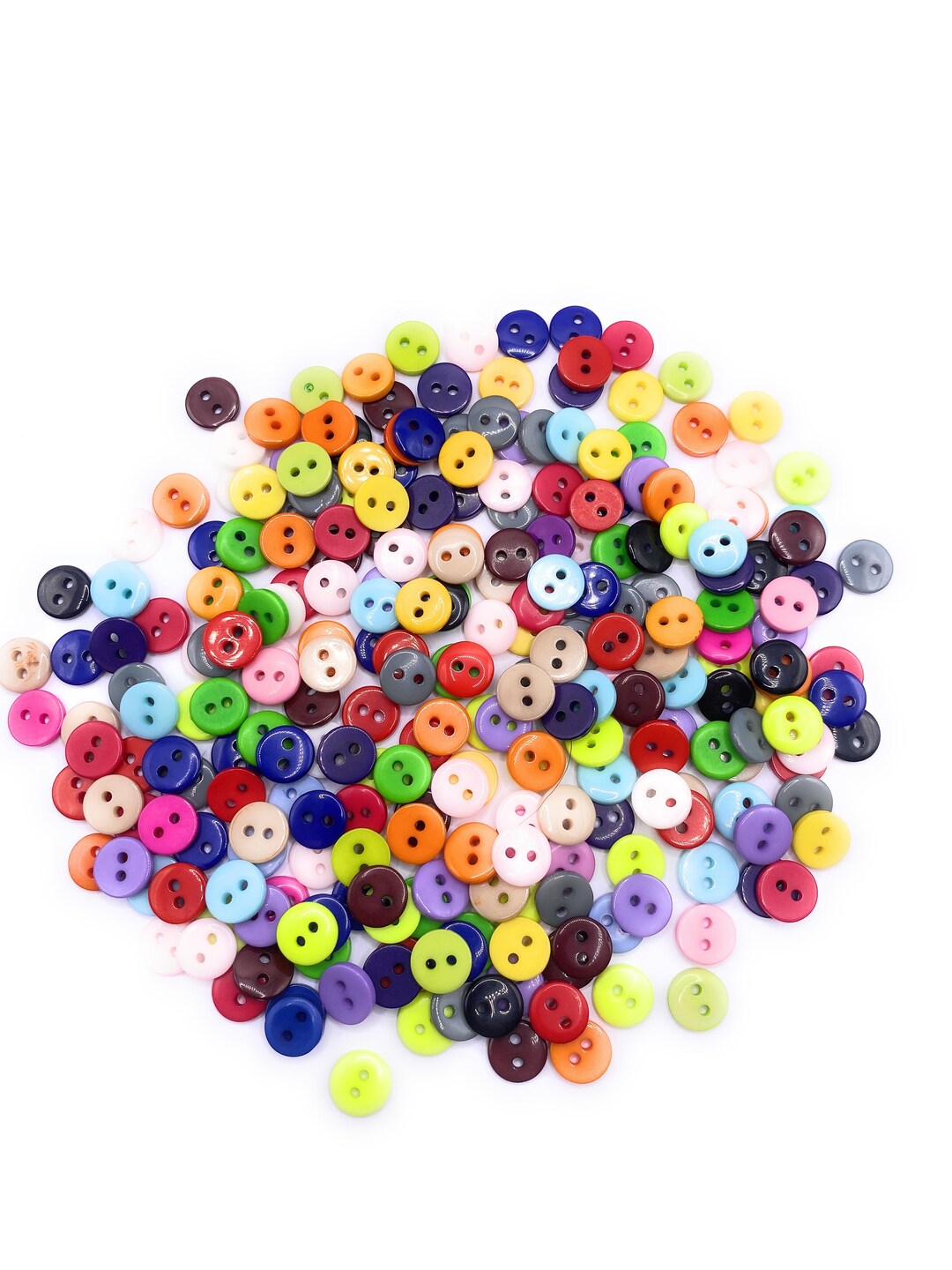 100 9mm Tiny Buttons Resin Round Mixed Colours Dolls Sewing ...