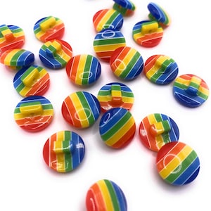 Rainbow Shank Buttons: Colorful Sewing, Knitting Supplies (13/15/20mm)
