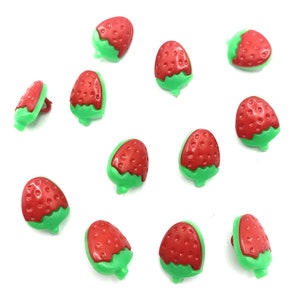 15mm Strawberry Shank Buttons: Plastic Fruit Embellishments