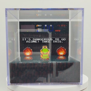 Zelda inspired 3D Acrylic Cube Diorama - It's dangerous to go alone! Take this.
