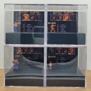 Streets of Rage 2 Inspired 3D Acrylic Cube Diorama - Select Screen