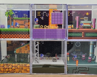 Sonic The Hedgehog inspirierte 3D Acryl Würfel Dioramen