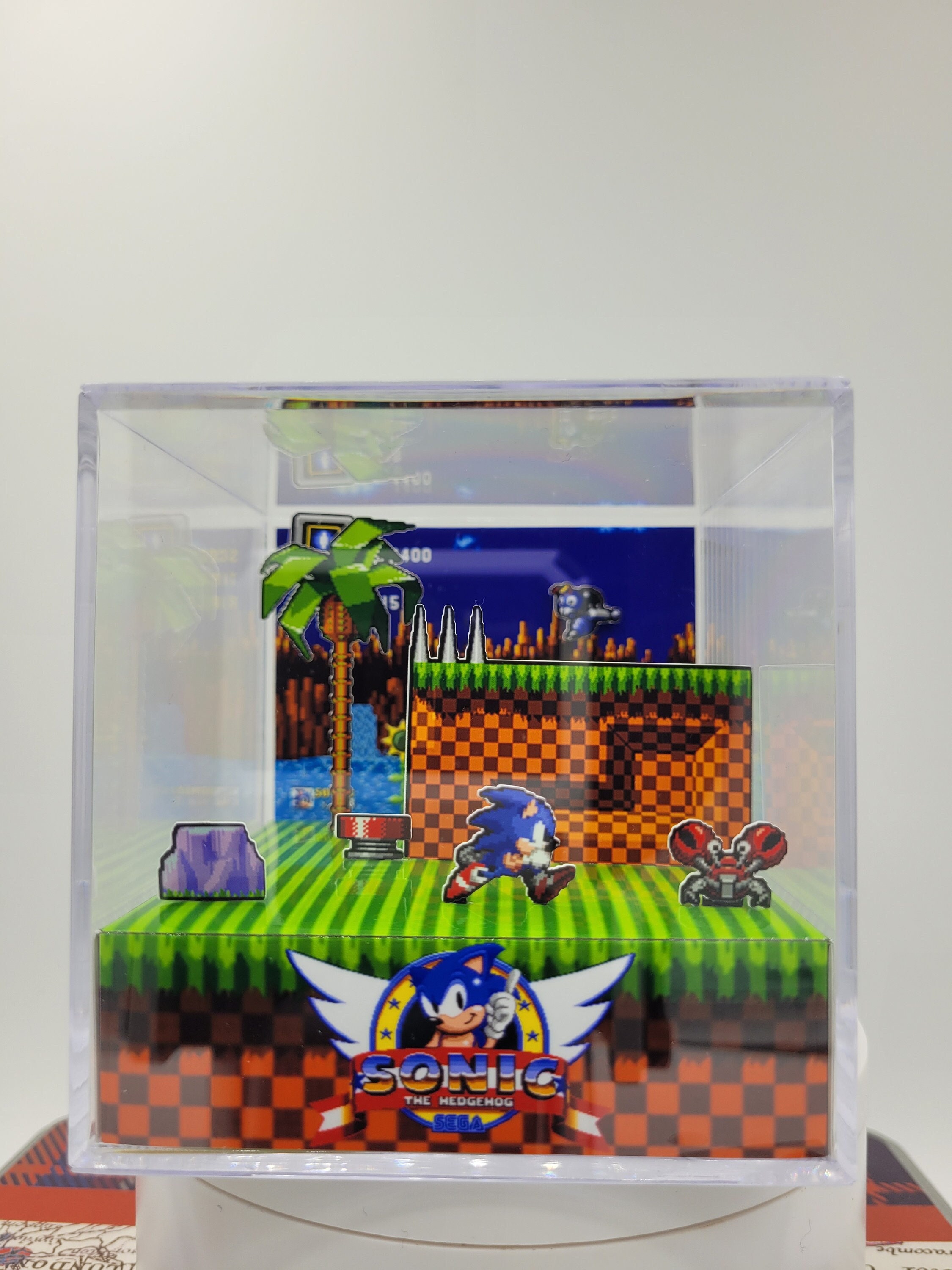 SONIC THE HEDGEHOG - Green Hill Zone - 3D Game Cube Diorama