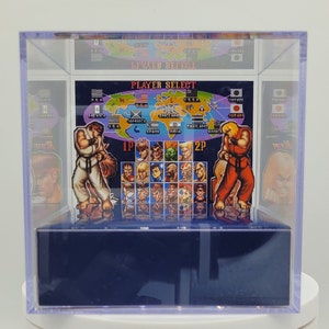 CUSTOM! Super Street Fighter 2 Inspired 3D Acrylic Cube Diorama - Player Select Screen