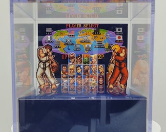 INDIVIDUELL! Super Street Fighter 2 inspiriertes 3D Acryl Würfel Diorama - Player Auswahl Bildschirm