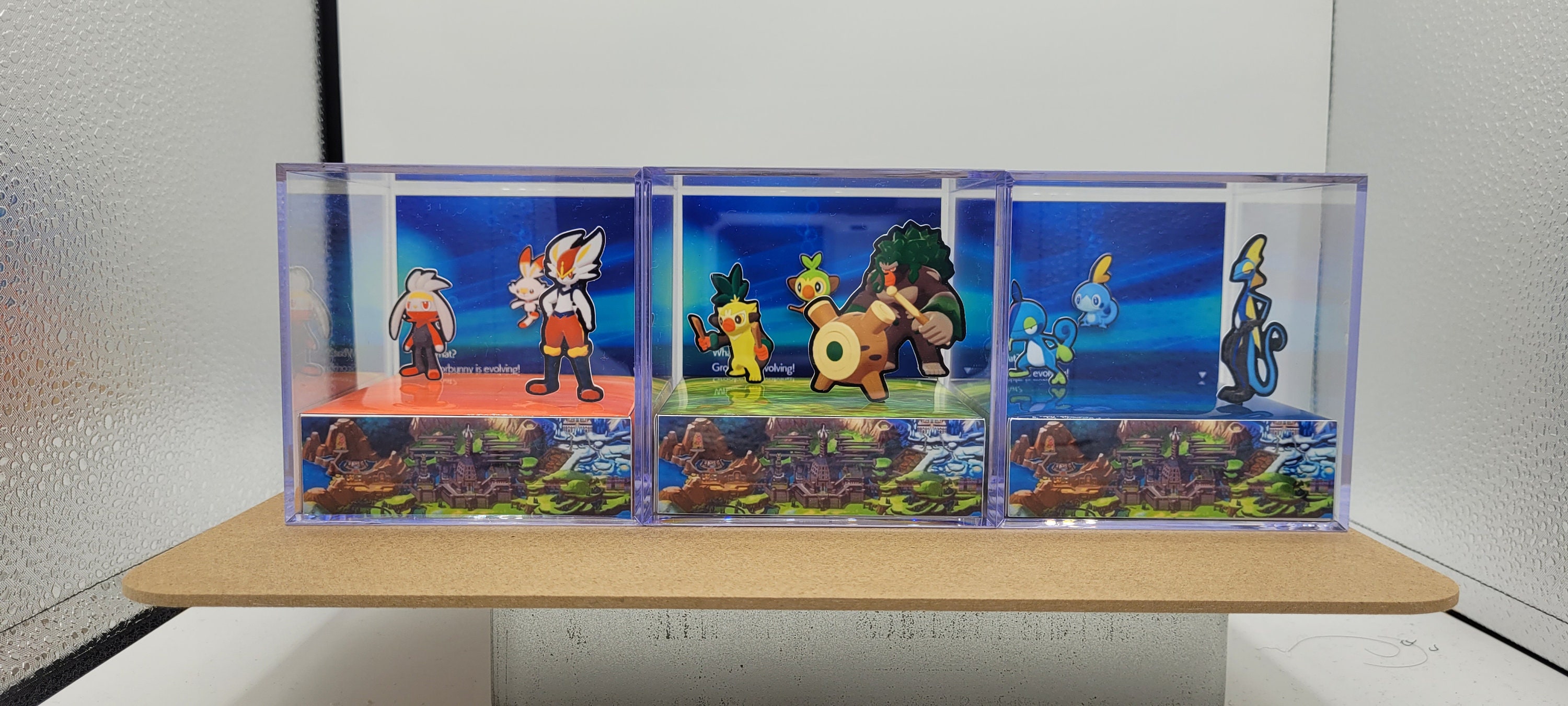 CUSTOM! Pokemon Inspired Sword and Shield 3D Acrylic Cube Diorama - Galar Pokedex Evolution