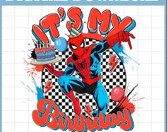 Superhero Birthday Png, Birthday Boy Spiderman Png, To moje urodziny Png, Wszystkiego najlepszego Png, W mojej erze urodzinowej, Koszulka urodzinowa Spidey Boy