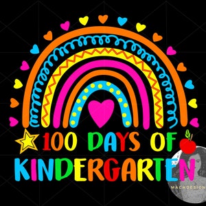 100 Days Of Kindergarten Svg, Kindergarten Shirt, Teacher Shirt, Gift For Teacher, Back To School,  School Shirt, Kindergarten Teacher Svg