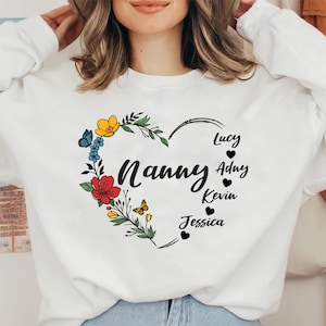 Personalized Mother&#39;s Day Svg, Nany  Svg, Heart GrandKid Name Mother Shirt Svg, Mother&#39;s Day Svg,  Nany shirt svg, Gift For Mom