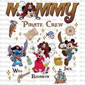 Personalized Mommy Pirate Crew Png, Cartoon Characters Pirate Png, Mouse and Friends, Family Trip Png, Family Cruise Png, Vacy Mode Png