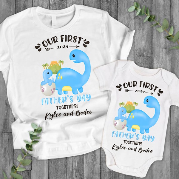 Personalized Our First Father's Day Together Png, Father's Day Png, Dinosaurdad  and Baby Png, Fathers day matching shirts, Daddy and me Png