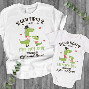 Personalized Our First Father&#39;s Day Together Png, Father&#39;s Day Png, Crocodile Dad & Baby Png, Fathers day matching shirts, Daddy and me Png
