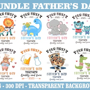 Personalisierte erste Vatertag Png Bundle, Vatertag Png, Papa Sohn passende Hemden Png, Papa & Baby Png, Tier Png, neue Papa Geschenk
