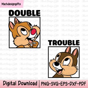 Double Trouble Png Svg, Best Friend Svg, Friendship Svg, Friend Squad Svg, Cute Cartoon Characters, Family Vacation Png, Best Friend Tshirt