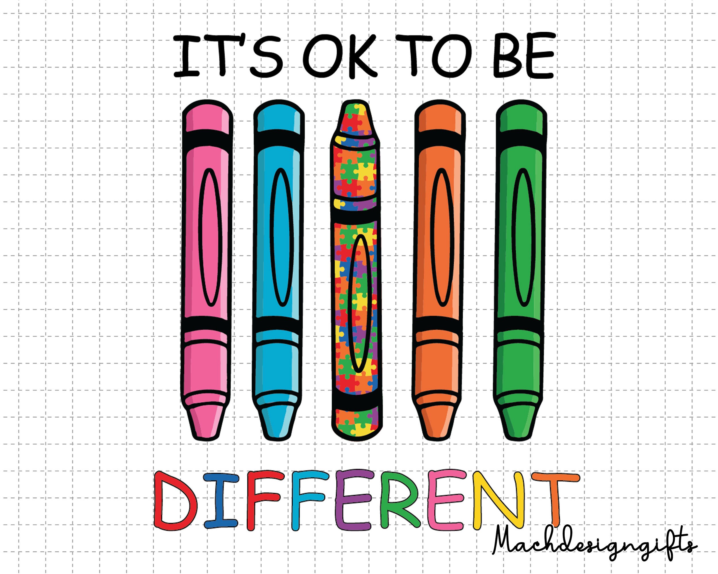 It's Oke to Be Different Autism Crayon Svg Autism Teacher Etsy