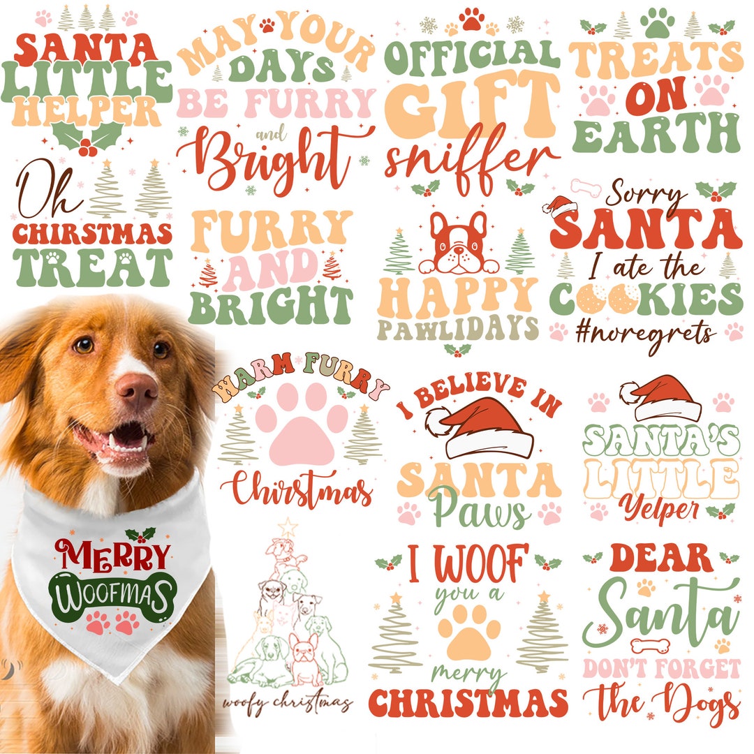 Retro Dog Christmas Bundle Svg Png Bundle, Christmas Dog Bandana SVG