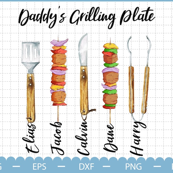Personalized Daddy's Grilling Plate Png, Fathers Day Png, Daddy Png, Custom Kids Name, BBQ Gifts, Custom Dad Platter, Father Gifts