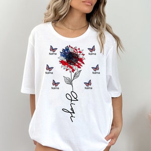Personalized Gigi Sunflower Png, 4th Of July Png, America Flag Png, Patriotic Sunflower Png, Independence Day, Gift for Mom