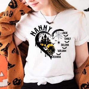 Personalized Nany Png, Halloween Png, Custom Heart Grandkid Name Png, Mother Png, Custom Halloween, Nany Shirt Png, Gift for Mom