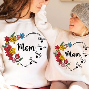 Personalized Mothers Day Png, Custom Mom Floral Heart Png, Custom Kid&#39;s Names, Mama Shirt Png, Mama Floral Shirt, Mother&#39;s Day Gift, Gifts