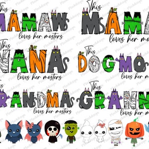 Personalizado Esta mamãe ama seus monstros PNG, Spooky Season mama, Little monster png, Vovó Halloween PNG personalizada, fonte Halloween Doodle