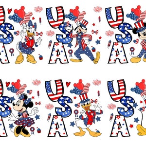 Mouse And Friends 4th Of July Png, Happy 4th Of July Png, American Freedom Png, Red White And Blue, Fourth Of July Png, Family Vacation 2023