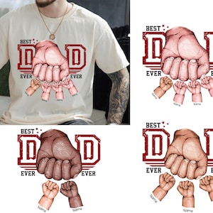 Personalized Best Dad Ever Png, Father&#39;s Day Png, Fist Bump Set Png, Dad Hand Fist Bump Png, Custom Kids Name Png, Gift for Dad