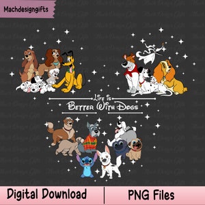 Life Is Better With Dogs Png, Cute Dog Png, Family Vacation Png, Cartoon Characters, Friend Squad Png, Family Matching Png, Vacay Mode Png