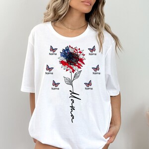 Personalized Mama Sunflower Png, 4th Of July Png, America Flag Png, Patriotic Sunflower Png, Independence Day, Gift for Mom