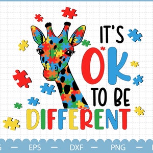 It&#39;s Ok To Be Different Svg, Autism Awareness, Autism Svg, Autism Puzzle Giraffe, Puzzle Pieces Svg, Autism Acceptance, Puzzle Svg