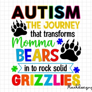Autism Momma Bear Svg, Autism Awareness, Autism Svg, Autism Mom Svg, Autism Support, 2nd April Svg, Puzzle Pieces Svg, Be Kind Autism Svg