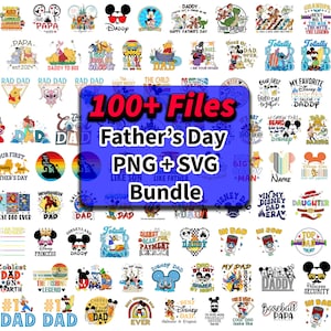 Großes Bundle Vatertag PNG SVG, 100 Dateien Vatertag Png SVG, Happy Fathers Day, Maus und Freunde, Cartoon-Figuren, Dad Life SVG