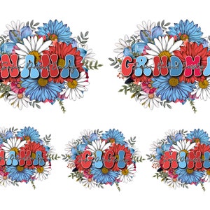 Personalized 4th Of July Grandma Png Bundle, 4th Of July Png, Floral Grandma Png, Mimi Png, Patriotic Flower Grandma Png, Independence Day