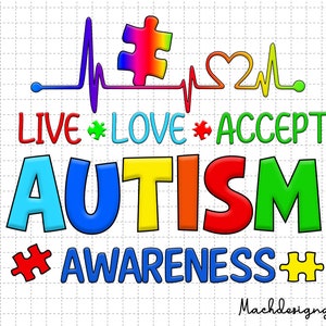 Live Love Accept Autism Awareness Png, Beat Heart Autism Png, Autism Puzzle Png, Awareness Autism Png, Autism Support Png, 2nd April Png