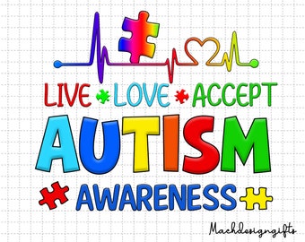 Live Love Accept Autism Awareness Png, Beat Heart Autism Png, Autism Puzzle Png, Awareness Autism Png, Autism Support Png, 2 avril Png