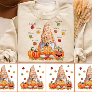 Personalized Fall Grandma with Kids Name, Pumpkin Gnome Grandma Png, Mimi Nana Gigi Png, Fall Mama Png with Gnome Pumpkins, Thanksgiving Png