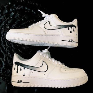 Custom Black White Drip Air Force 1, Black White Drip Sneakers, Drip Inspired Shoes, Unique Gift for Sneaker Lovers, Personalized Shoes