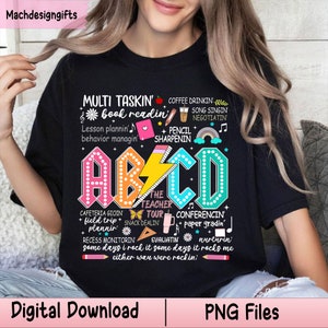 Taskin Letter ABCD Teacher Tour Png, Funny Teacher Png, Back to School Png, Teachers ...