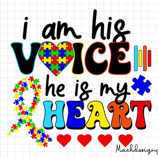I Am His Voice He is My Heart Svg, Autism Awareness, 2nd April Svg, Autism Svg, Autism Puzzle Svg, Puzzle Piece Svg, Autism Support