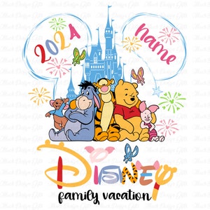Custom Name Family Vacation 2024 Svg, Family Trip 2024 Svg, Winnie The Pooh, Magical Kingdom Svg, Matching Family Svg, Personalized Gifts